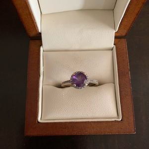 Amethyst Diamond Ring, 14K Gold, NWT, Size 7